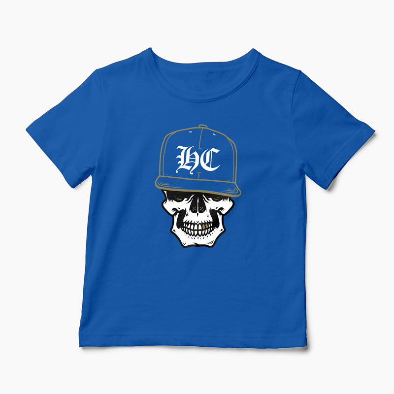 Tricou Craniu Hip-Hop Hardcore - Copii-Albastru Regal